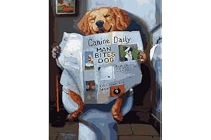 MOGTAA Cane che legge un giornale Dipingi con i Numeri per Adulti, Pittura con Numero per Bambini, Kit di Pittura acrilica Principianti, Decora la casa Regalo,con Vernici e pennelli, 40x50cm