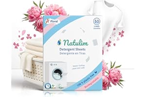 Natulim - Feuilles Lessive 50 Lavages - Sans produits chimiques - Convient aux peaux sensibles - Zéro Déchet et Sans Plastiques - Se dissout même à basse température - Parfum Floral