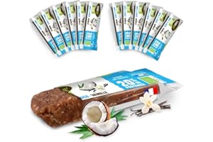 Gourmiz' - 10 x 40gr (20% proteína), barritas energeticas coco, vainilla, dátiles, barritas proteinas sin azucar añadido, sin gluten, vegano, snacks, fruta, frutos secos, protein bar, proteina vegana