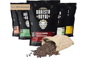 ‎BARISTA ROYAL Kaffee Probierset ganze Bohne 5 x 350g | Kaffeebohnen Entdeckerpaket im Geschenkset | Arabica | fair | vegan | Ideal für Vollautomat, Filtermaschine, Handfilter und French Press | BARISTA ROYAL