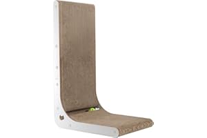 MUAEEOK Cat Scratcher, 60cm/23.6 Inch L Shape Cat Scratch Pad Wall Mounted Cardboard Cat Scratcher, Vertical Cat Scratching Board Cat Scratchers With Ball Toy for Indoor Cats (White)