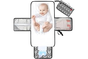 Lekebaby Wickelunterlage Wickelunterlage Tragbare Wickelunterlage Baby Reise Wickelunterlage mit Wischtasche,Grau