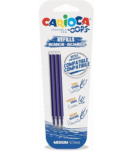 Crayons Effaçables Carioca Oops - Bleu, 0.7mm, Pointe Triangulaire, Lot De 12