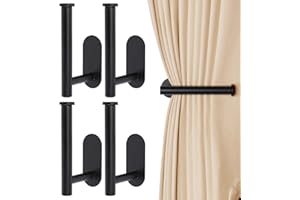 ‎OCIOLI OCIOLI Vorhang-Raffhalter aus Metall, selbstklebende Vorhanghalter, moderne Vorhanghalter, kein Bohren, selbstklebende Vorhanghaken, Vorhanghalter für Vorhänge (4, schwarz), 4 Stück