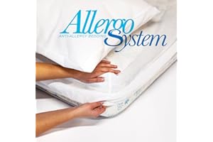 Allergosystem Set da Viaggio Coprimaterasso Antiacaro Matrimoniale 170x200cm e 2 Federe Cuscino Letto con Cerniera 50x80cm MADE IN ITALY - Biancheria da Letto per Trasferte e Vacanze - Linea Nuvola