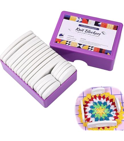 Celepoir 4 Stuks Spanmatten, Breien met Raster, 28 x 28 cm Spanmatten met Breiaccessoires en T-Naalden, Extra Dikke Spanmattens voor Handwerk, Blokkeermat voor Breien, Haken, Kant, Handwerk