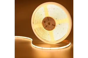 GOMING 24V 10M COB Striscia LED Bianco Caldo 3000K CRI 93+ Alta Densità 384LED/M Alta Luminosità 6800lm Non Impermeabile IP20 Flessibile Luci LED per Soggiorno Natale Bar Decorare(Senza Alimentazione)