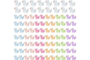 Fanshiontide Mini Canards Lumineux en Résine 100 Pièces Canards Miniatures Mini Figurines de Canards pour Aquarium Jardin Paysage Maison de Poupée Décoration de Paysage