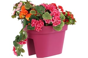 ‎BOTLE botle Skrzynka balkonowa na kwiaty, balustrada balkonowa, donica 39,5 cm, 12,3 l, kolor fuksjowy, owalna