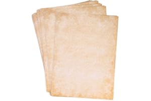 Tomoyuki 70 Sheets Vintage Letter Papers, DIN A4 Old Looking/Vintage Design Craft Certificate Document Paper, Antique Aged Writing Papers Similar to Parchment Paper for Vintage Invites Letters