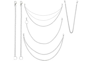 LOOPES 6pcs Punk Metal Chain Pants Chain Jean Wallet Chain Fashion Hip Hop Trousers Chain Jeans Pants Chain Accessories Pendant for Men Women