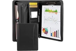 LOCAL LION Conference Folder a4 Pu Leather Business Portfolio Clipboard Padfolio for Resume, Interview, Legal Document Organiser & Business Card Holder for School Office