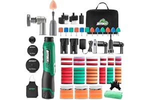 BATOCA S6 Mini Lucidatrice Batteria,12V Auto Lucidatrice per Dettagli,25mm/50mm/75mm Set Lucidatura Professionale,Cura della Vernice,Macchina per Lucidare DA&RO,1000-5000RPM&4200-21000RPM,Multiuso