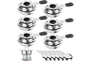 PORFOYO Récipients A Pâte Combustible,6 Pièces Brûleur d'alcool,Brûleur d'alcool pour Fondue,Brûleur À Fondue pour Buffet Extérieur,Camping,Fondue Chinoise,Cuisine en Pot Sec, Randonnée,Taille 18 x 9 cm