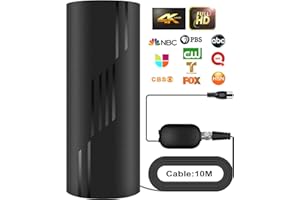 SAMEB Antena de TV de interior amplificada de gran alcance,Alcance 360° Recepción de señal digital HDTV Antenas,Soporte 4K 1080P Todos los televisores inteligentes antiguos,Cable coaxial de alta ganancia