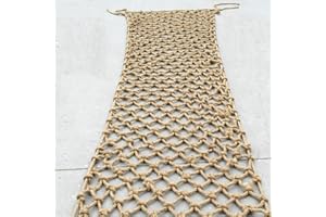 WANIAN Playground Rope Net Training For Kids Outdoor,Heavy Duty Cargo Yard Frame Climbing Net, Treehouse Ladder,Support Customization Safety (0.38M×2.54M(1.24FT×8.33FT), Jute)