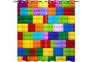 ANHOPE YUANZU Kinderzimmer Vorhänge – Kinder Jungen Mädchen mit Ösen, Verdunkelung, bunte Würfel, 3D-Druckmuster, wärmeisoliert, Raumverdunkelung, Spielzimmer, 2 Vorhänge (BxT) 168x137 cm