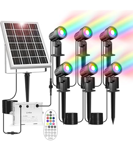 T-SUNUS Spot Solaire Exterieur Couleur, 10 LEDs Lampe Solaire Exterieur