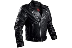 ALPHA CYCLE GEAR B-32 Veste de moto en cuir pour homme Brando Café Racer Dual Sport Noir