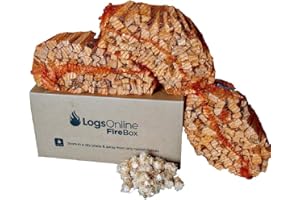 LOGS ONLINE Logsonline Fire Starter Kit. Includes 12KG Kiln Dried Kindling + 50 Firelighters - Perfect for Lighting BBQ, Fire Pit, Open Fire, Stove & Pizza Oven