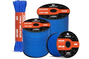 Abma Cord Paracorde 620lbs 4mm 9 Brins Corde en Nylon (15m-30m-50m) Type III - Max. 280 kg - Bleu Foncé, 30m