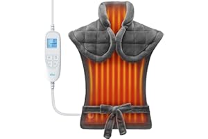 iDOO Heat Pad for Back Pain Relief, Christmas Birthday Gifts for Women Men Mum Dad, Weighted Electric Heating Pad for Neck Shoulder, XL 61x84cm, 6 Heating 3 Timer Auto-Off, Grey Flannel Washable