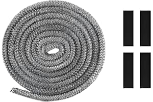 GVIVEJ Guarnizione Stufa a Legna, Stufa a Legna in Fibra di Vetro, 8mm x 2,5m, con 4 Nastro per Giunti, Linea di Tenuta per Porte di Caminetti
