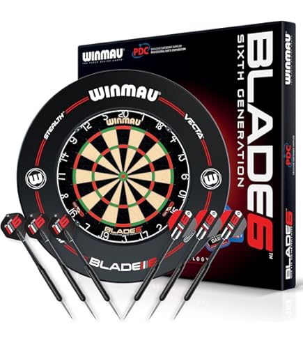 WINMAU Triple Core Dartscheibe Profi Set - Sisal Dartboard Mit 2 Darts Sets, Turnierqualität