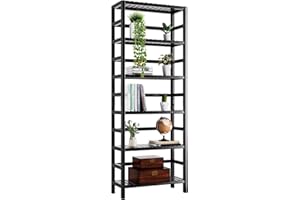 HITNET Bamboo Bookshelf, 6-Tier Tall Open Bookcase with Adjustable Shelves, Floor Standing Storage Shelf Unit for Living Room Bathroom Home Office, Black