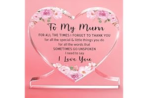 NIYEWSOR Mothers Day Gifts for Mum from Daughter or Son - Mum Birthday Gifts Acrylic Heart Shape Plaques, Mum Gifts for Mother's Day, Birthday, Christmas, Acrylic Plaque Gifts for Mum, Mummy