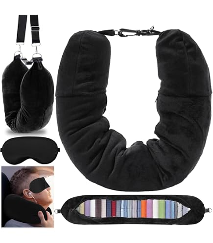 VINEST Cuscino Da Viaggio Riempibile Con Vestiti, Morbido, Include Maschera E Tappi, Solo Fodera (Senza Imbottitura)