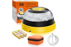 Baliza V16 Homologada DGT con Geolocalización Luz de Emergencia V-16, Doble Fijación (Imán + Ventosa), Obligatoria 2026, Geolocalización 3.0 con SIM y Datos Gratis hasta 2038 ﻿