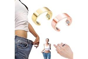 CAMIC Anneau magnétique thérapeutique pour drainage lymphatique, anneau magnétique en cuivre, ouverture réglable, bague détox lymphatique pour homme et femme (#A, or rose + or)