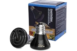 Bonlux E27 75W Lampadina Riscaldante in Ceramica Lampada Riscaldante in Ceramica Nera 220-240V Lampada a Infrarossi Riscaldante per Pulcino Rettile Tartaruga Cucciolo Coniglio Terrurium (2 Pezzi)