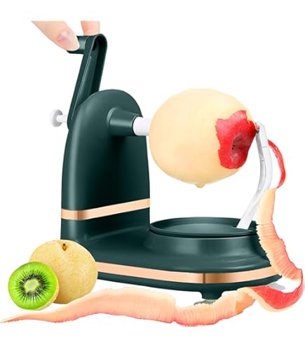 Pelapatate per Mele, Pelapatate a Manovella, Pelapatate Automatico Multifunzionale per la Casa, Pelapatate Rotondo con Manico Rotante, Pelapatate per Frutta Regolabile per (Verde scuro
