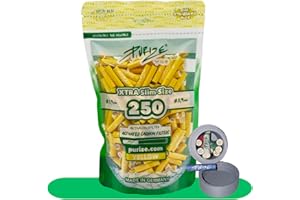 Puraflora Traveldose x Aktivkohlefilter 6mm 250Stück Xtra Slim Size Aktivkohlefilter x aktivkohlefilter slim (Gelb)