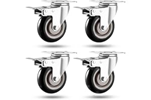 Himimi Lot de 4 Roulettes Pivotantes de 75mm, Roulettes avec Frein d'une Capacité de Charge de 400 kg, Roulettes de Transport à 360°, Roulettes pour Meubles Adaptées à Tous Types de Sols