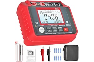 SURLABA Insulation Resistance Tester, 0.1MΩ-10GΩ Megohmmeter with 50V~1000V Output Voltage, PI/DAR Testing, 100 Data Storage Voltmeter Megohm Meter for Motors/Cables/Transformers/capacitors