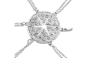 EQLEF Best Friends Pizza Necklaces, Silver Necklaces Couple Friendship Necklaces (Pack of 6)
