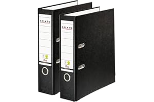 ‎FALKEN Original Falken 2er Pack PP-Color Ordner. Made in Germany. 8 cm breit DIN A4 Schwarz Vegan Kunststoff-Ordner Ringordner Aktenordner Briefordner Büroordner Plastikordner Schlitzordner