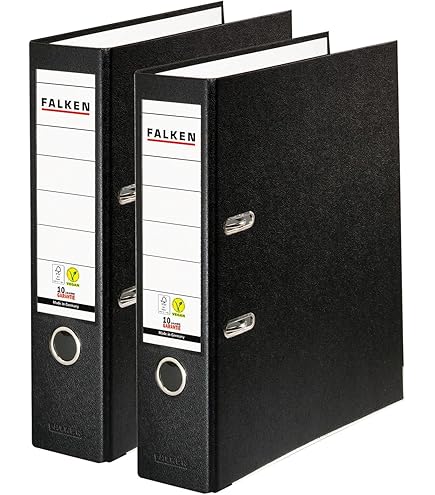 FALKEN Original Pack Of 10 Recycled Folders Cloudy Marble Made In Germany 8 Cm Wide DIN A4 Black