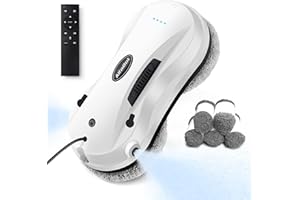 AlfaBot X7 Robot Lavavetri, Robot elettrico per Pulizia di Finestra con Telecomando, Lavavetri Finestre con Serbatoio dell'Acqua per Lava tutte le Superficie Lisce, Spruzzo Automatico Bidirezionale