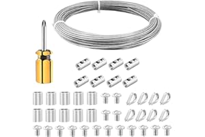 fshihine 20M Garden Wire for Climbing Plants, 2mm PVC Coated Stainless Steel Cable with Wire Rope Clips & Thimbles for Fence, Vine Eyes for Climbing Plants, Trellis, Outdoor String Light Hanging