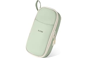 SUNEE Large Capacity Pencil Case with Compartments and Handle, Aesthetic Pen Pouch Organizer, Big Storage Portable Pencil Bag for Girls, Boys, Adults, School and Office Stationery, Light Green
