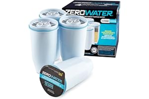 Zerowater Filtre de replacement à 5 étapes, certifiée NSF pour la réduction des particules de plomb, les métaux lourds et les SPFO/APFO, 4 Pack, Blanc