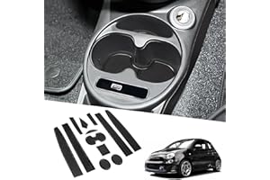 BIXUAN Compatible con FIAT 500 Abarth 595 Alfombrillas Antideslizantes para Consola Central, apoyabrazos, Alfombrilla para Bebidas, Costura de Puerta, 12 Alfombrillas de Ranura para Puerta