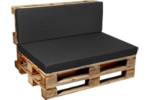 Garden Factory Cojines para palets, Cojín de palé, Cojines para Sofas de palets Asiento, Respaldo o Juego V2 (Set (Asiento 120x80+Respaldo 120x40, Antracita))
