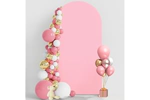 MUAEEOK 7.2FT Wedding Arch Cover Spandex Fitted Wedding Arch Stand Covers Round Top Chiara Arch Backdrop Cover for Birthday Party Ceremony Banquet Decoration (Pink, 2.2M)