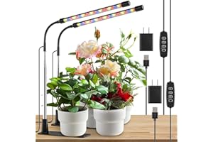 NIELLO 2Pack Lampe pour plantes avec support, lampe de croissance à 20 LED avec minuterie 3/9/12H marche et arrêt et 3 modes de commutation et col de cygne réglable pour plantes d'intérieur (avec adaptateur)