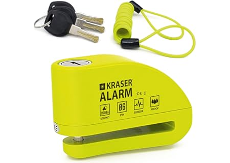 KRASER KR6Y Stöldskydd Motorcykel Skivlarm Hänglås Skivlås med Larm, Påminnelse Kabel + Bärväska, Lå - Amazon Deal & Rabatt